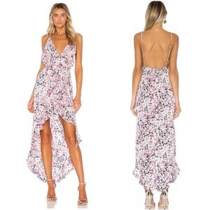 Michael Costello Pink Floral Midi Dress